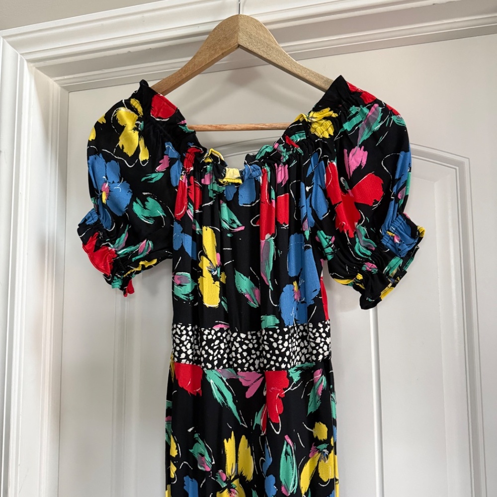 Rixo Black Floral Maxi Dress Short Sleeve Size 2 NWT - Picture 4 of 14